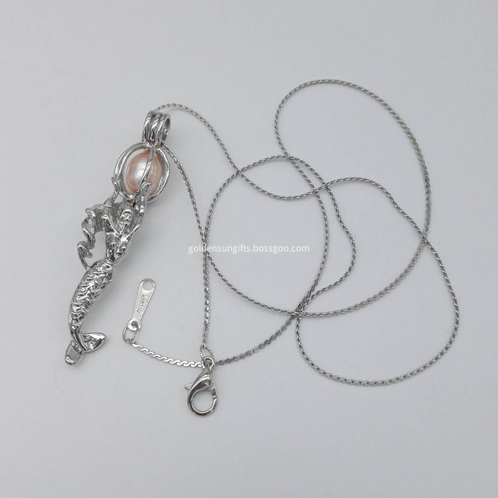 Mermaid Shaped Cage Pendant Necklace