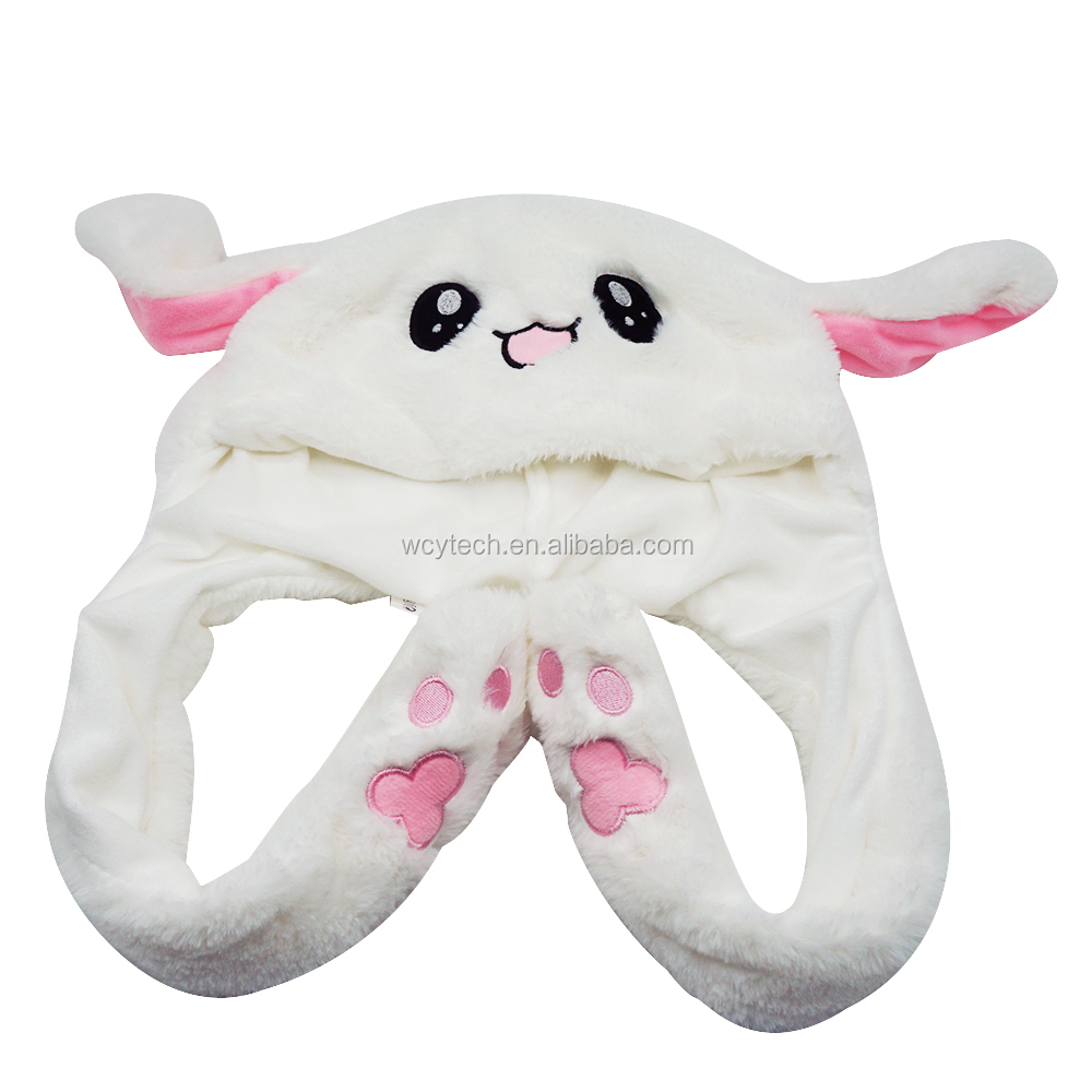 New arrival lovely cute rabbit ears moving Super soft plush long ears moved bunny hats