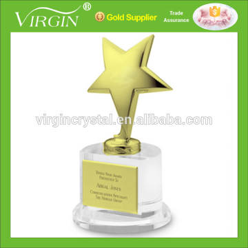 Metal Star VIP Trophy With Clear Crystal Base For Special Crystal Awards