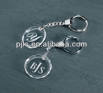 crystal key ring, Glass key ring with logo sandblast