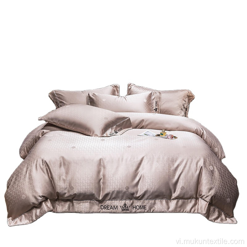 Bộ đồ giường thêu jacquard màu hồng chất lượng tuyệt vời giá thấp