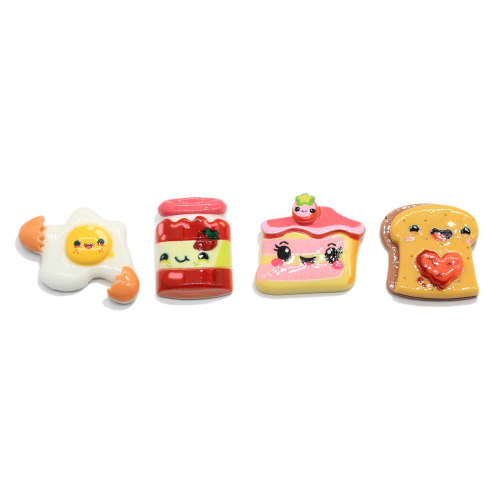 Kawaii Simulatie Voedsel Hars Kralen Leuke Ei Brood Thuis Ornament Kinderen Poppenhuis Speelgoed Gift Slime Filler