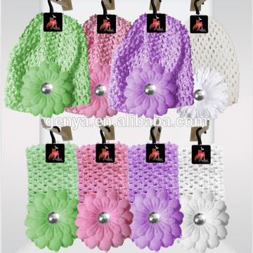 Fashion knitting crochet baby beanies headband set with flower