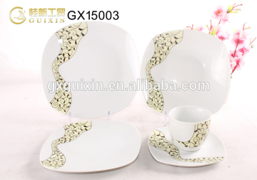 GUIXIN 6-piece Square Simple Ribbon Nice Melamin dinner plate set, Service for 6, Pale Yellow
