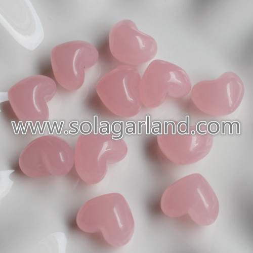 Charms de perles de coeur de translucidité en plastique acrylique 15 * 18MM