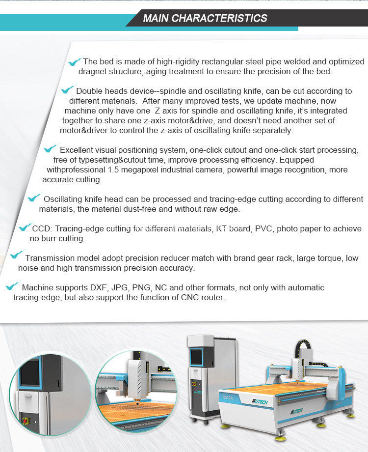 cnc knife cutting machine with V-shape knife and oscillating knife for honeycomb paper cardboard