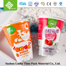 custom shape plastic cup with colorful shrink label