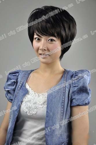 Short black kanekalon costumes hair wig wa325