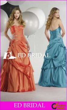 A-Line/Princess Strapless Slight Curve Floor Length Taffeta Special Occasions Prom Dresses