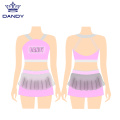 Rhinestones Cheerleading uniforms with tulle skirt