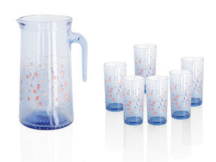 Custom Printed Bule Water / Tea Drinking Glasses Sets No.a5