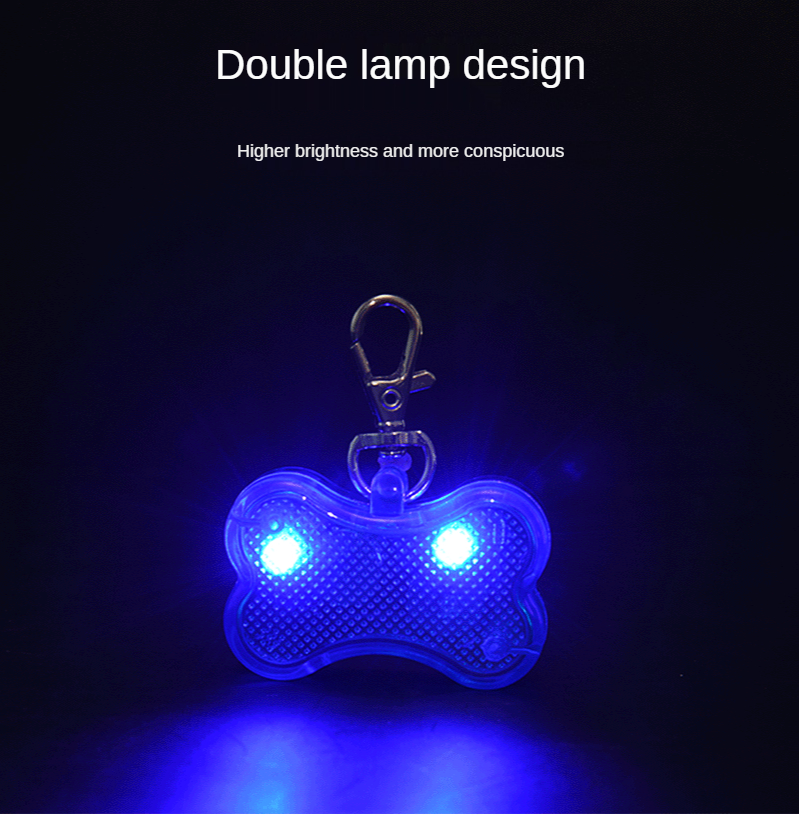 LED Luminous Pet Tag Dog Bone-shaped Anti-lost Pendant Pet Luminous Warning Pendant