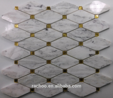 Turkish low price white marble mix glass mosaic tile