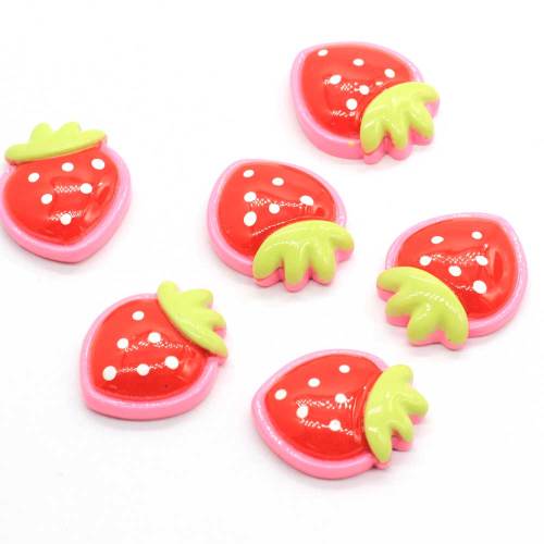 Decorative Sweet Strawberry Shaped Kawaii Resin Bead For Craft Decoration Charms Fridge Decor beads Toy Ornaments