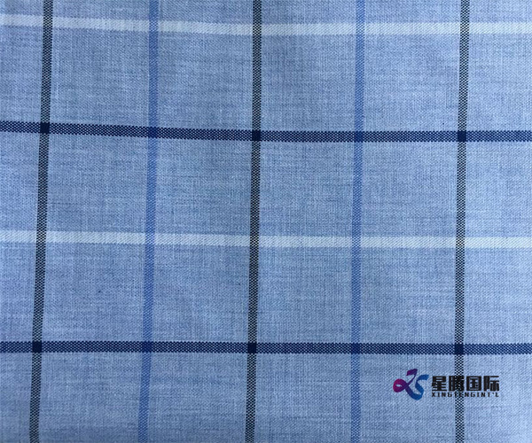 Light Blue Check Man Shirt Fabric