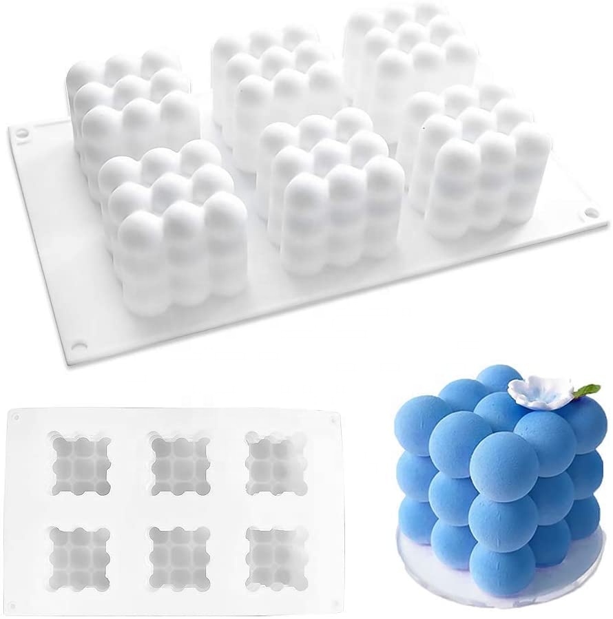 6 Cavity Cube Silicone Mousse Cake Mold