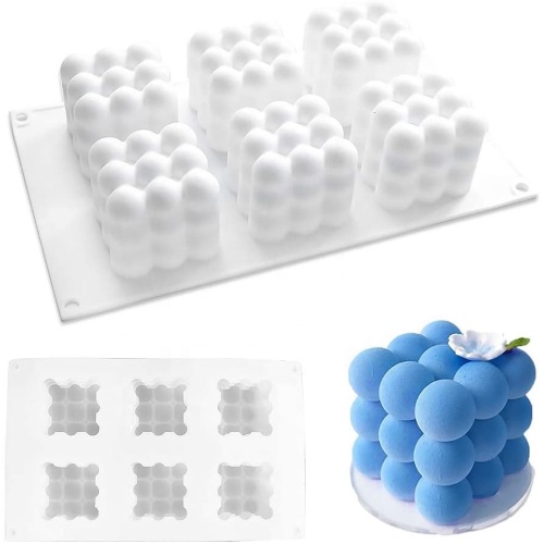 6 Cavity Cube Mousse Silicone Molde