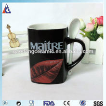 Promotional ceramic mug with spoon