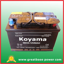58034 Auto Starting Car Battery 12V 80ah DIN Battery