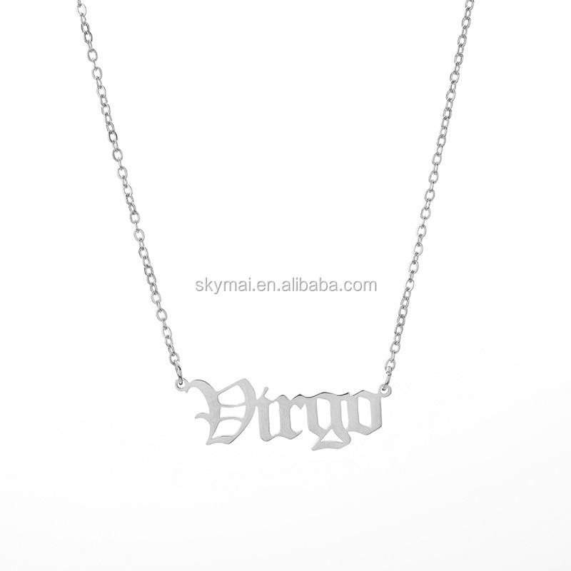 Personalized Stainless steel letter necklace,zodiac pendant necklace for women