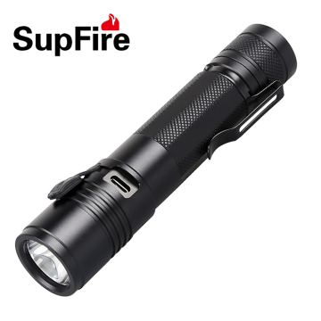 USB rechargeable 300lumens LED flashlight SupFire A5 with belt clip