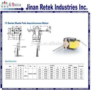 71 series shade pole asynchronous motor