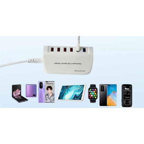 Compact 6-port wall charger