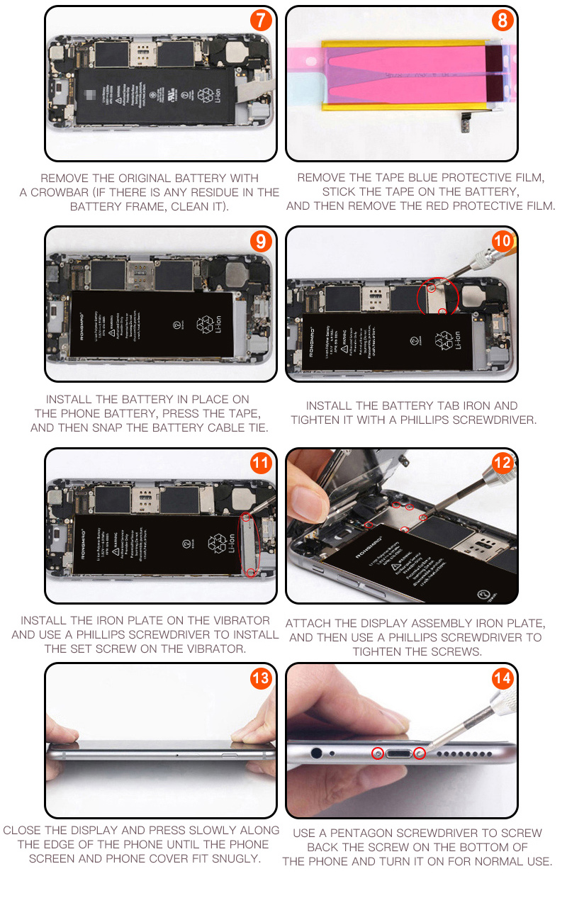 accept oem 0 cycle battery for iphone 6p 2915mah original lithium polymer battery for iphone 6 plus