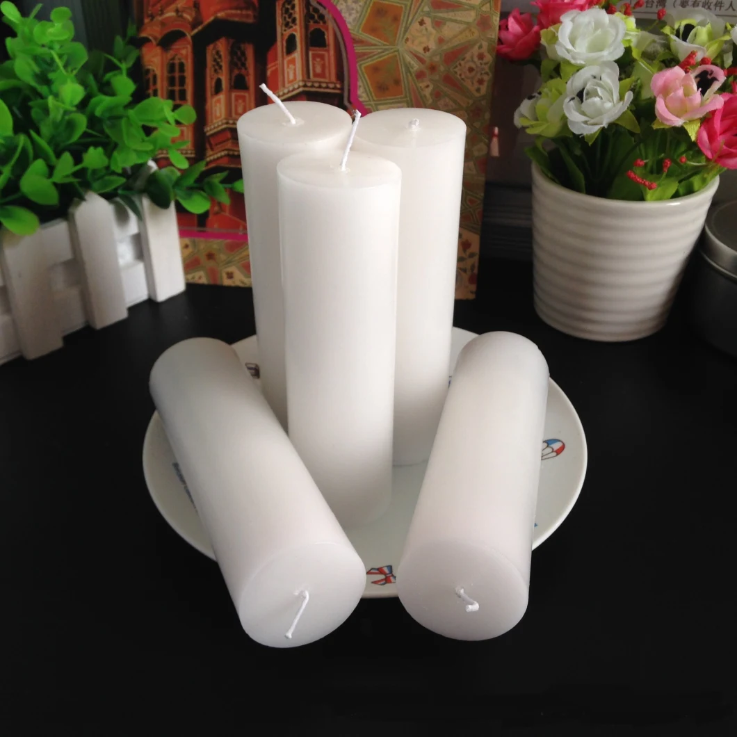 Unscented Home Decoration Christmas Smokeless Cotton Wick Pillar Candles