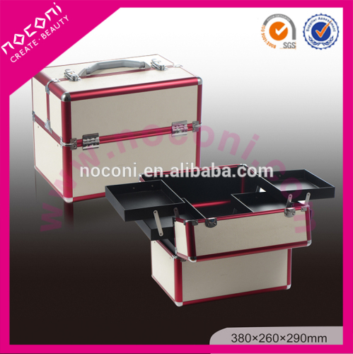 2015 noconi promotion white with red edge colour aluminum material beauty cosmetic case with lock