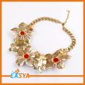 Set perhiasan warna-warni berlapis emas kalung bunga besar