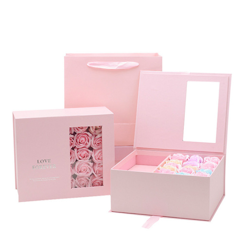 सरप्राइज़ गुलाब पैकेजिंग मैग्नेटिक क्लोज विंडो बॉक्स