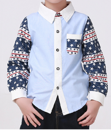 Boy's contrast kraag shirt met lange mouwen