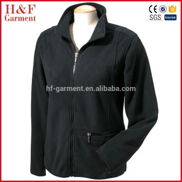 Plain black windstopper fleece jacket plastic zipper women hoody