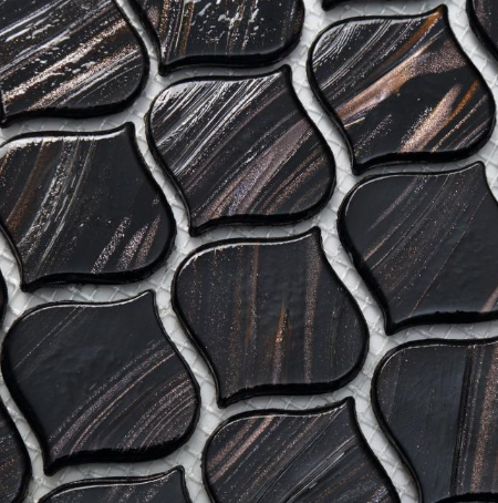 Black Gold Line Arabesuqe Glass Mosaicdetail