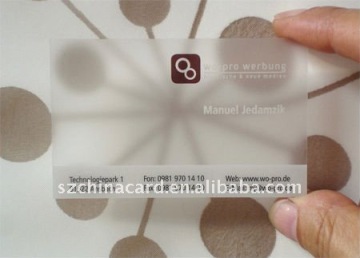 Frosted clear business card