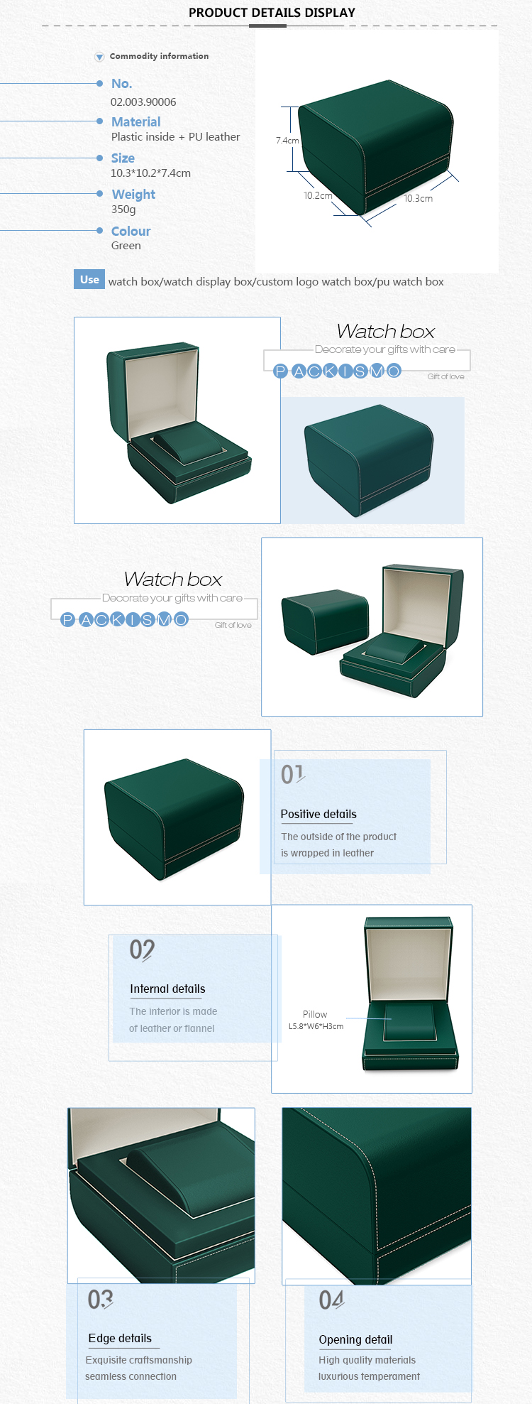 Hot sale Custom Simple Luxury Fashion PU leather watch box gift box display packaging