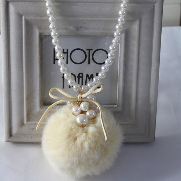 Cute Choker Necklace For Children POM POM Choker With Pearl