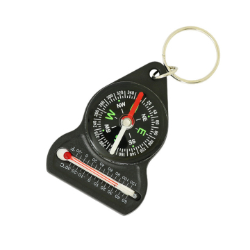 Portable Handheld Compass with Thermometer - 2 in 1 Outdoor Key Chain Mini Compass