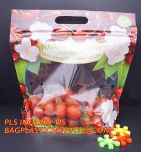 fresh fruit bag with vent hole for grape tomato cherry, fruit packaging anti-fog vegetable plastic bag, Customized Fruit Ziplock