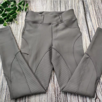 Grey Pro-Skin Full Grip Equestrian Breeches Woman Pocket