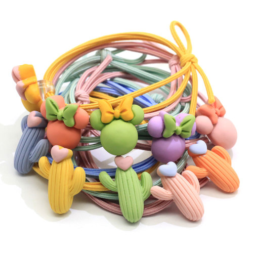 100Pcs Cartoon Candy Color Girls' Elastic Hair Ties Baby Girl's Hair Band Headband Ponytail Holders Bracelet Hair Accessories