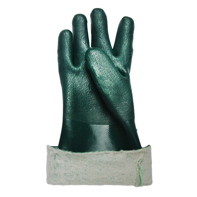 11inch green chemical resistant pvc gloves