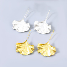 Brave Light Gold Plated Ginkgo Leaf Drop Dangle Earrings