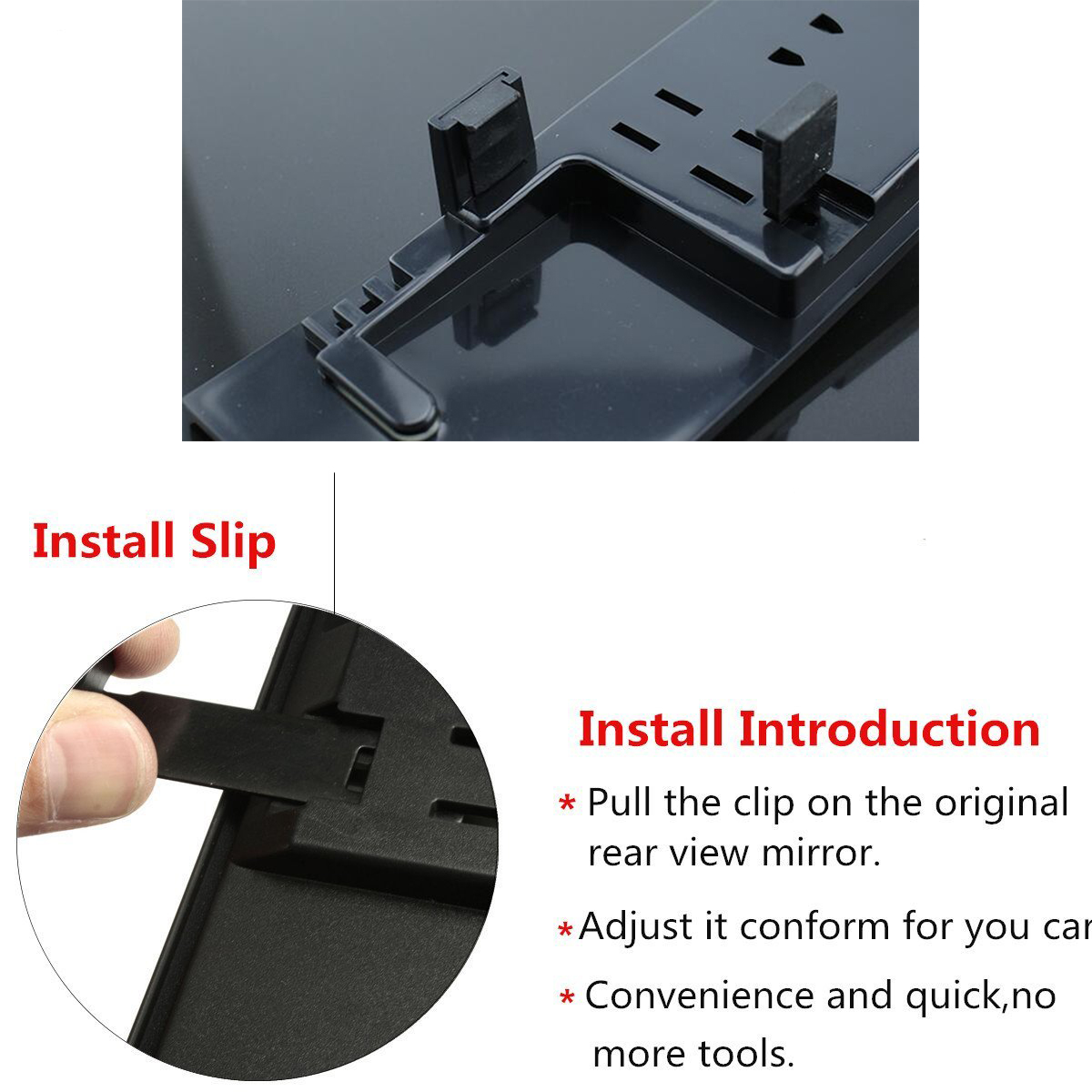 Sudut lebar universal di dalam mobil melengkung interior tampilan belakang cermin 308x75mm