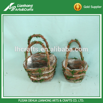 Handmade wicker indoor decoration half round wall planter