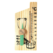 Wooden Wall-Mounted Thermometer with Hourglass Timer for Sauna and Home Use
