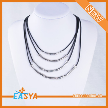 Silver Plated Necklace Chains Tube Charm Necklace