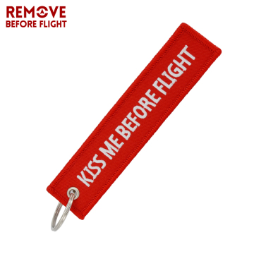 Kiss Me Before Flight Key Chain Anahtarlik Label Red Embroidery Key Ring Special Key Chain for Aviation Gifts Car Keychains