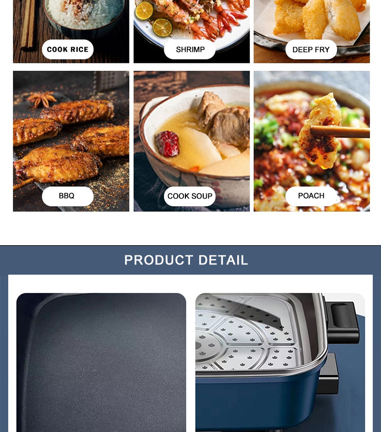 mini electric frying cooking  skillet frying pan with electric triangle automatic pan stirrer